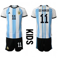 Argentína Angel Di Maria #11 Domáci Detský futbalový dres MS 2022 Krátky Rukáv (+ trenírky)